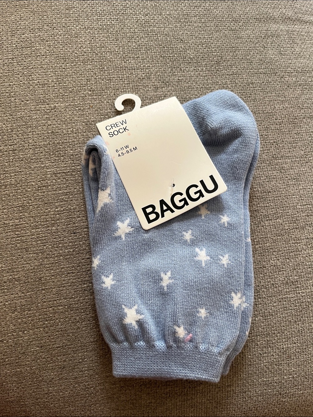 BAGGU Pastel Blue Star Pattern Crew Socks